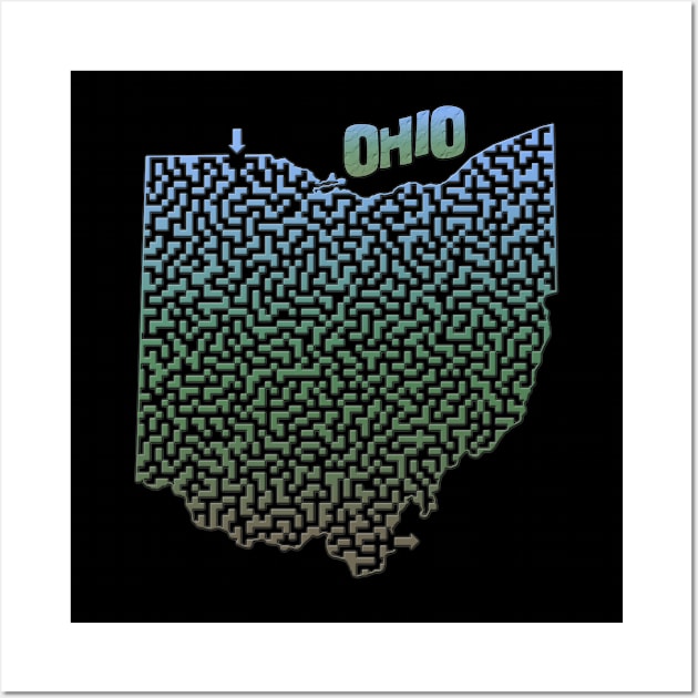 Ohio State Outline Maze & Labyrinth Wall Art by gorff